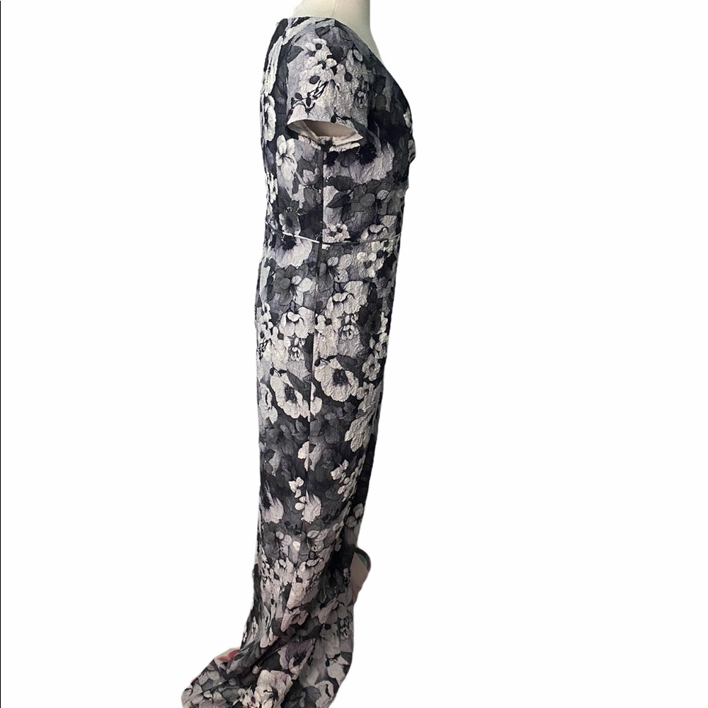 Adrianna Papell floral jacquard dress back slit - Picture 3 of 5
